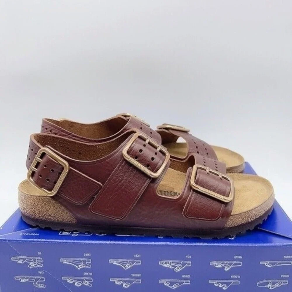 Birkenstock Milano Grip Bold Gap Roast Vintage Leather Mens EU 46 US 13- 13.5 W